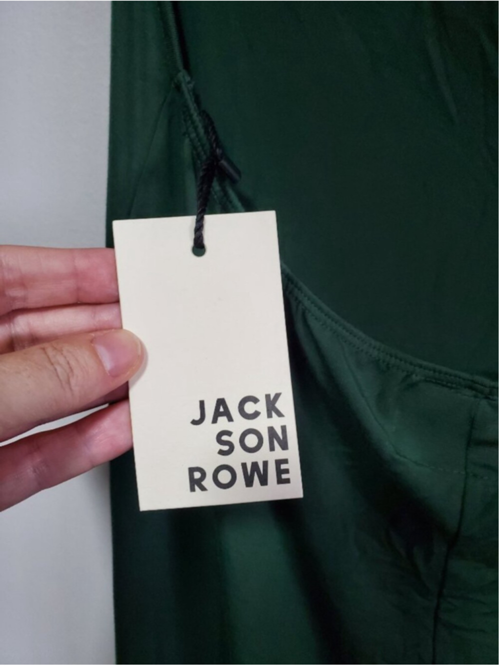 JACKSON ROWE NWT Halter Neck Wide Leg Jumpsuit Green Large Open Back Flowy Soft - Picture 8 of 14